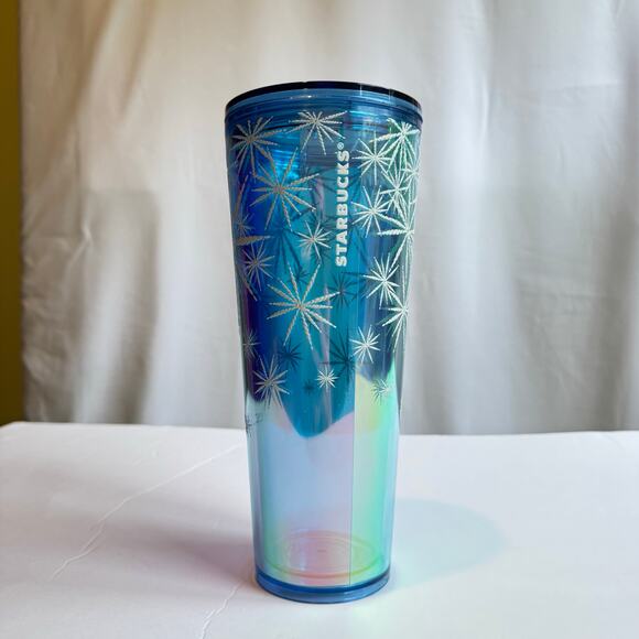 Starbucks Other - Starbucks Christmas Holiday 2023 Textured Snowflakes Blue Venti Cold Cup Tumbler